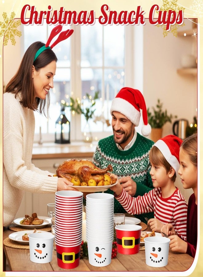 Jingmore 100 Pcs 8 oz Christmas Treat Snack Cups Red Santa Claus Snowman Disposable Bowls Ice Cream Dessert Treat Paper Bowls for Hot Iced Food Winter Christmas Holiday Party Supplies - Image 4